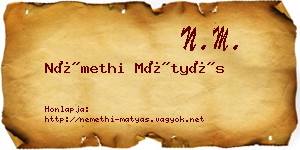Némethi Mátyás névjegykártya